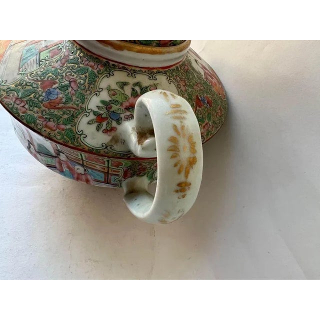 19th Century Antique Rose Medallion Teapot For Sale - Image 9 of 13