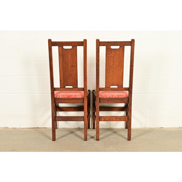Gustav Stickley Antique Mission Oak Arts & Crafts H-Back Side Chairs or Dining Chairs, Pair For Sale - Image 12 of 15