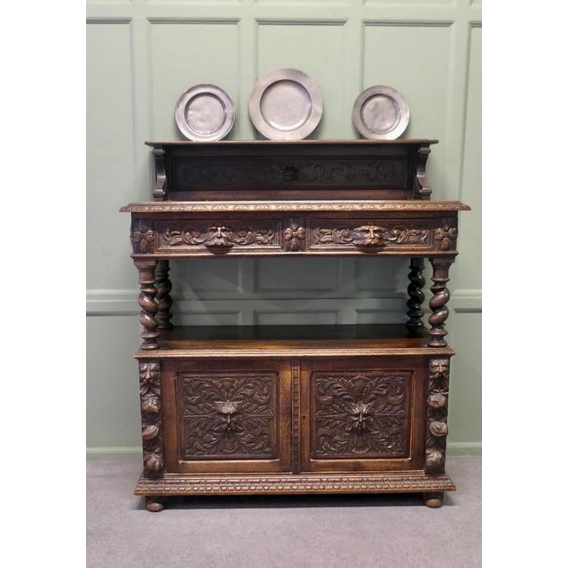 Wood Buffet in Carved Oak For Sale - Image 7 of 8