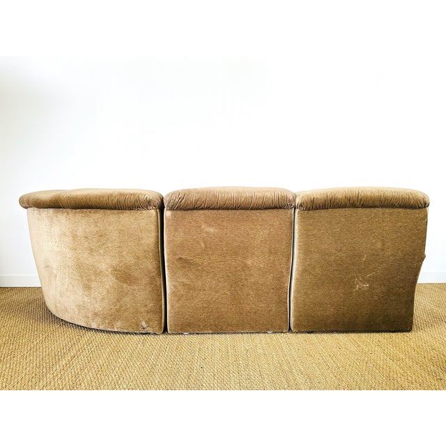 Vintage Modular Velvet Sofas and Armchairs, 1960s, Set of 6 For Sale - Image 9 of 18