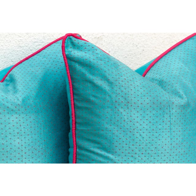 Pair of Sajar Blue Dotted Ahir Handloom Pillows For Sale - Image 4 of 6