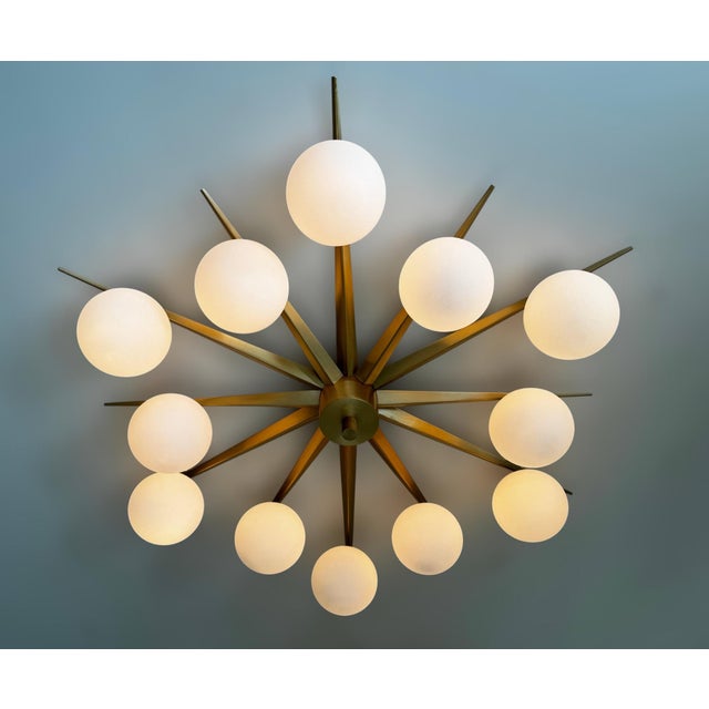 21st Century Star Piccolo Satin Brass Matte White Murano Flush Mount by Fabio LTD For Sale - Image 6 of 9