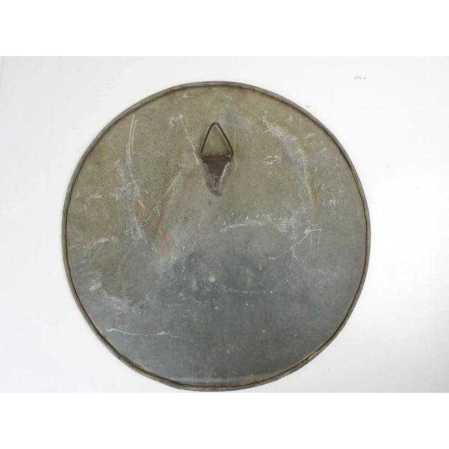 Late 19th Century Antique 1896 French Flower Girl Tin Wall Plaque Painting For Sale - Image 5 of 6