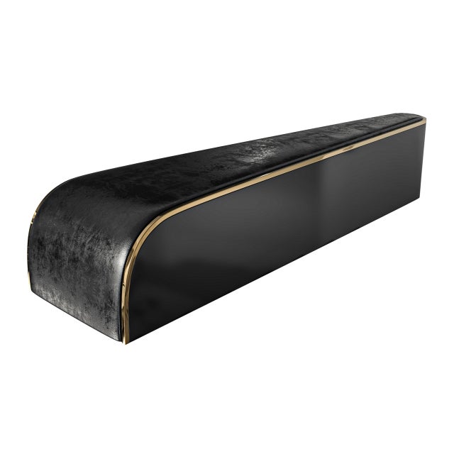 Art Deco "Savini" Bench With Stainless Steel and Bronze Details, Handcrafted For Sale - Image 3 of 5