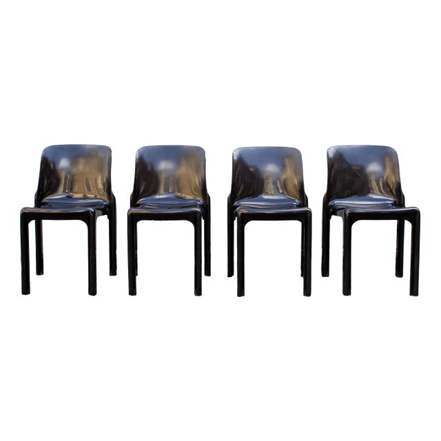 Selene Chairs by Vico Magistretti for Artemide, 1960s, Set of 4 For Sale