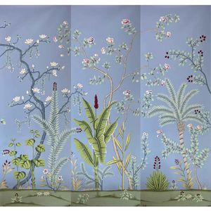 Chinoiserie Mural Hand Painted Wallpaper Panel - 3 Panels