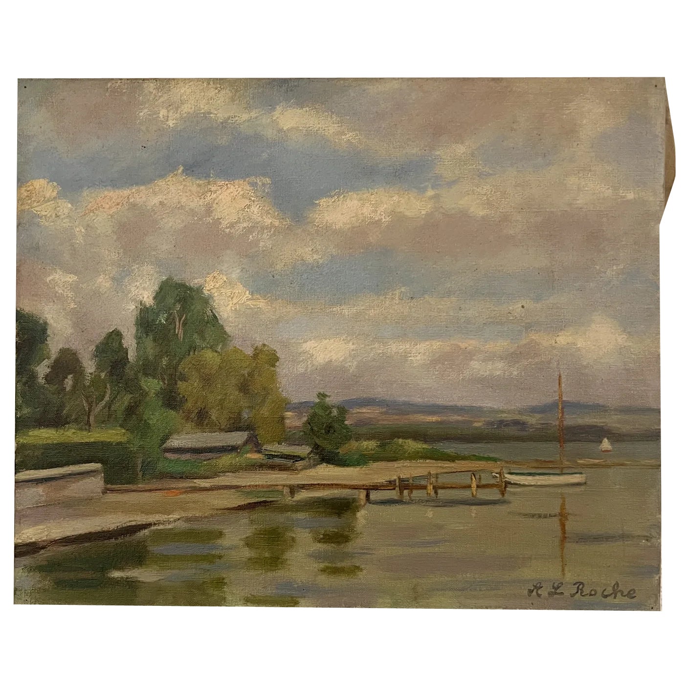 Alexis Louis Roche, Au bord du lac, Genève, Oil on Canvas | Chairish
