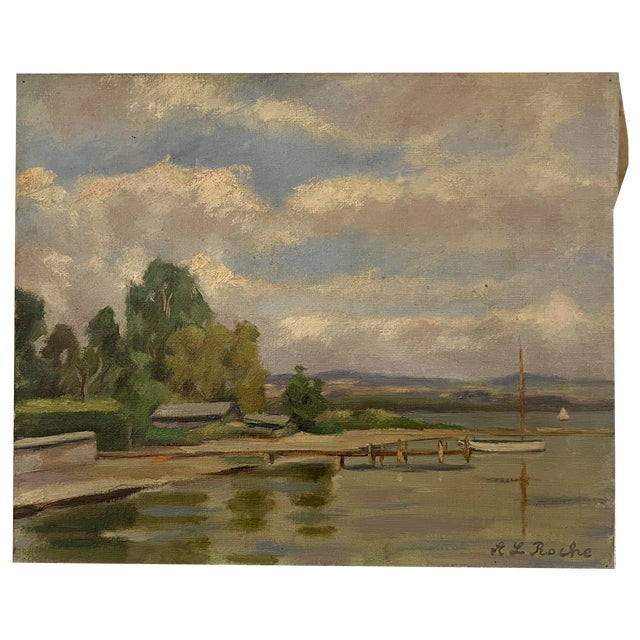 Alexis Louis Roche, Au bord du lac, Genève, Oil on Canvas For Sale