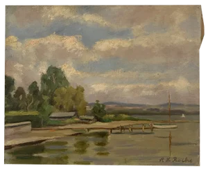 Alexis Louis Roche, Au bord du lac, Genève, Oil on Canvas