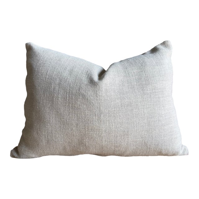 Otis Linen Snow Lumbar Pillow With Down Insert For Sale