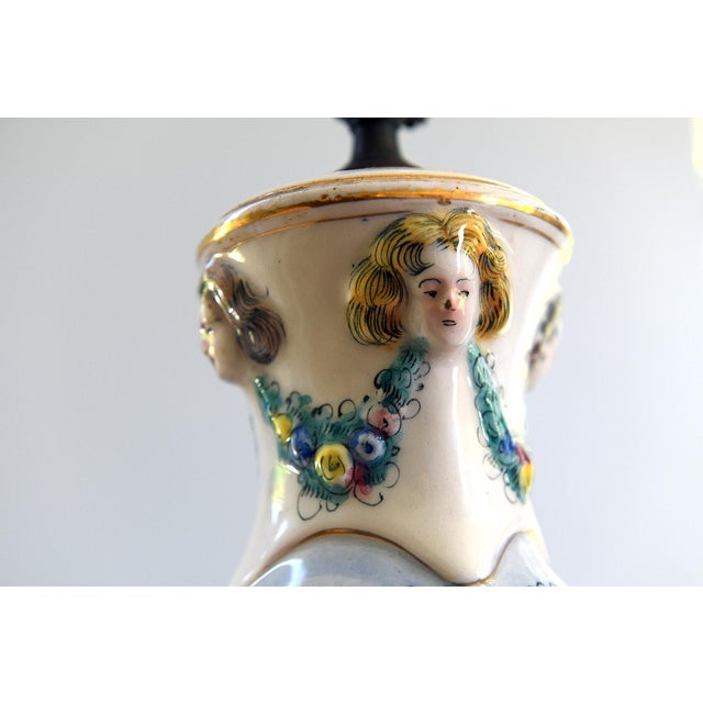 Ceramic Vintage Capodimonte Porcelain Cherub Table Lamp For Sale - Image 7 of 10