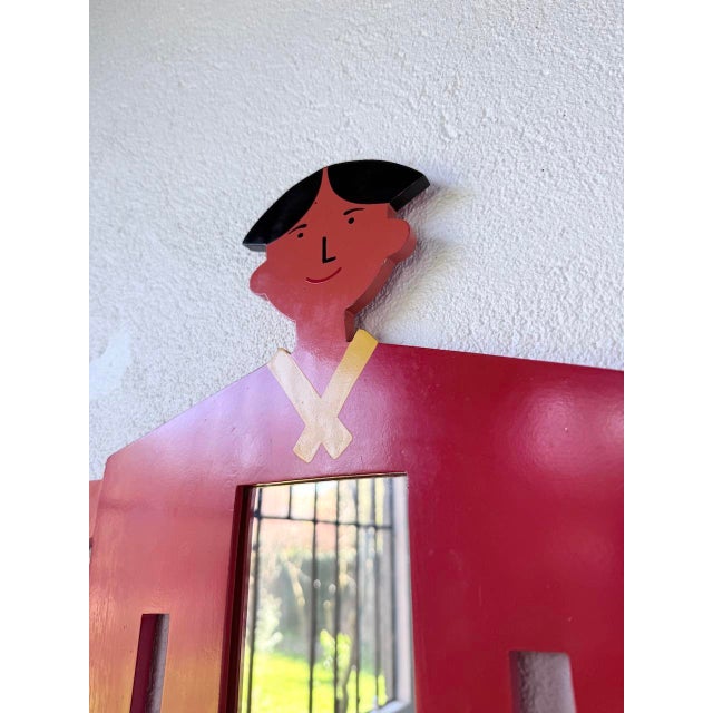 Childrens Mirror with Painted Wooden Figure, 1980s For Sale - Image 12 of 18