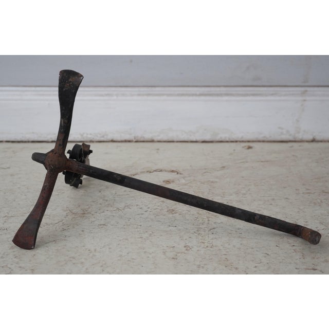 Pair Vintage Fleur -De- Lis Iron Work Fireplace Andirons For Sale - Image 9 of 10