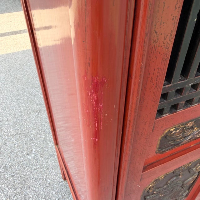 Vintage Chinese Red Wooden Cabinet For Sale - Image 11 of 11