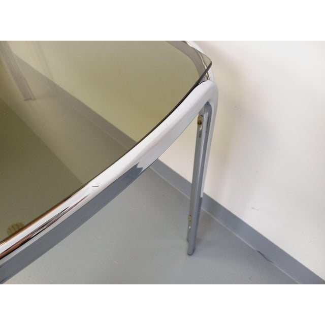 Vintage Curved Rectangular Dining Table in Smoked Glass and Chrome Metal, 1970s For Sale - Image 12 of 18