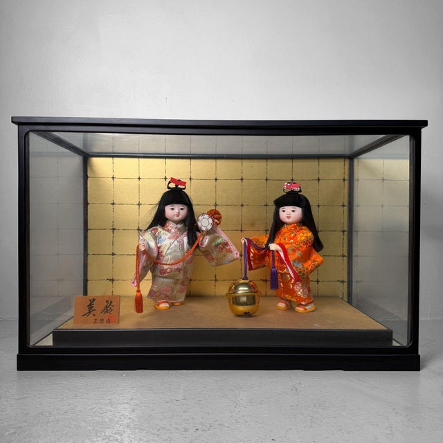 Vintage Japanese Ichimatsu Doll in Display, 1970s, Set of 3 For Sale - Image 15 of 15