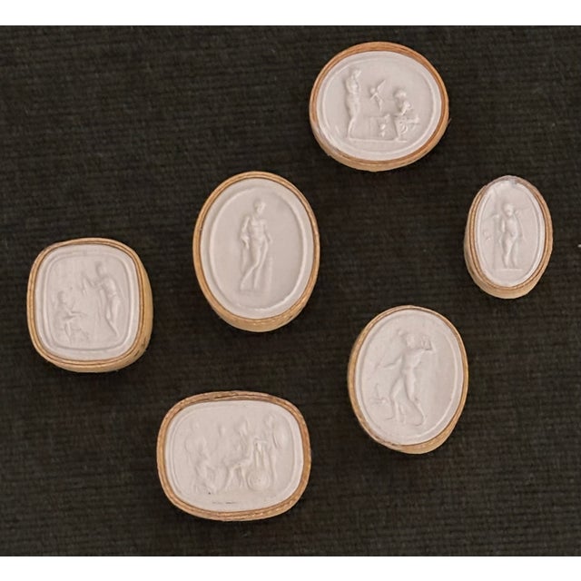 Antique Italian Grand Tour Plaster Intaglios - Set of 6 (Group #6) For Sale - Image 11 of 14
