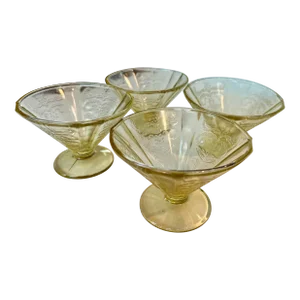 1930s Vintage Madrid Amber Footed Sherbert Cups-Set of 4