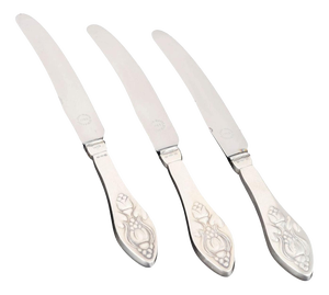 Fruit Knives in Sterling Silver and Fuchsia Pattern by Georg Jensen, 1930s, Set of 3