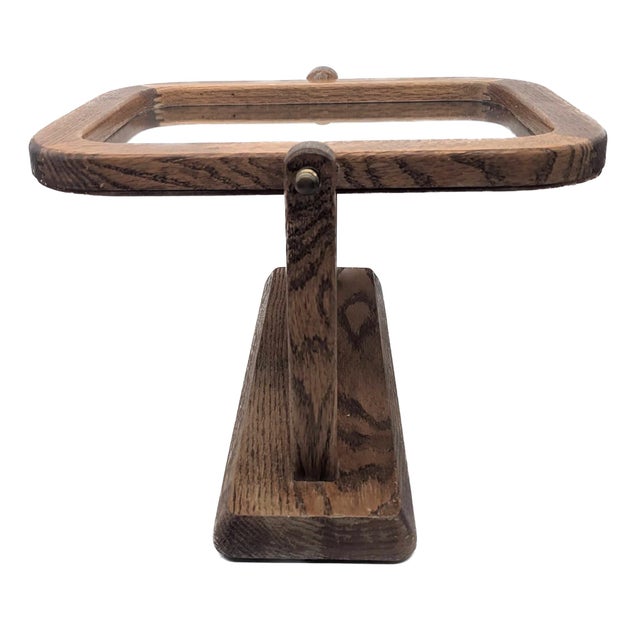 1970s Oak Wood Shaving / Cheval / Vanity Mirror For Sale In Miami - Image 6 of 11