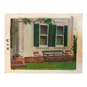 Watching From the Bench Original Oil Painting