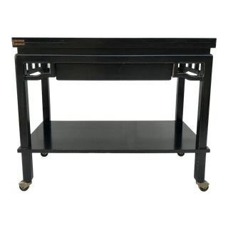 Vintage Black Lacquer Extending Asian Console Dry Bar For Sale