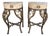 Late 20th Century Pair of Tessellated-Faux Marble One-Drawer Tables With Metal Tree Branch Bases For Sale