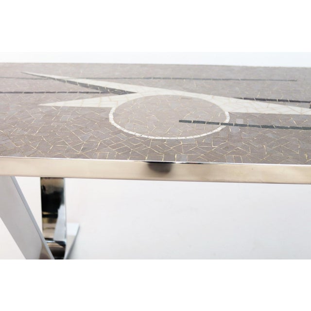 Mid-Century Mosaic Coffee Table with Abstract Pattern and Chrome Base, 1970s For Sale - Image 13 of 16