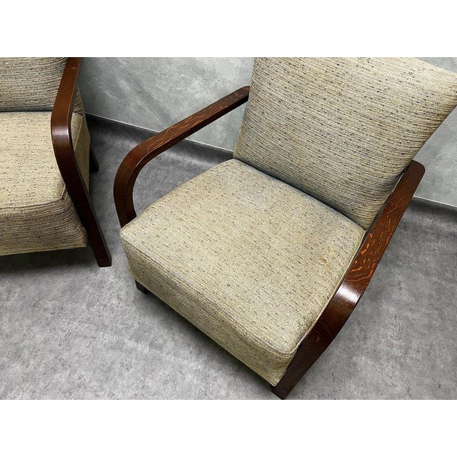 1930s Early 20th Century H-213 Armchairs attributed to Jindřich Halabala, Czechoslovakia, 1930s, Set of 2 For Sale - Image 5 of 13