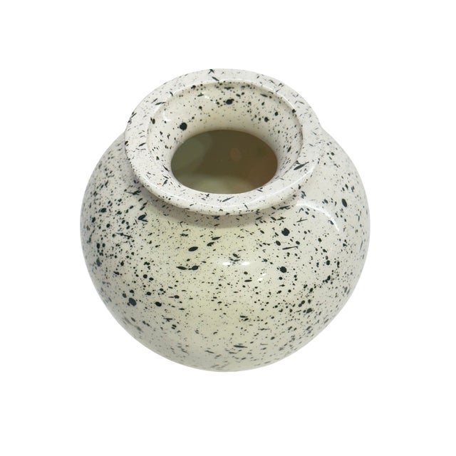 Vintage Italian Black Splatter Glaze Ceramic Vase For Sale - Image 4 of 6