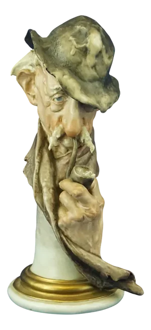 20th Century Ironic Bust of an Elderly Man with a Pipe by Giuseppe Cappè for Capodimonte, Italy, 1950s