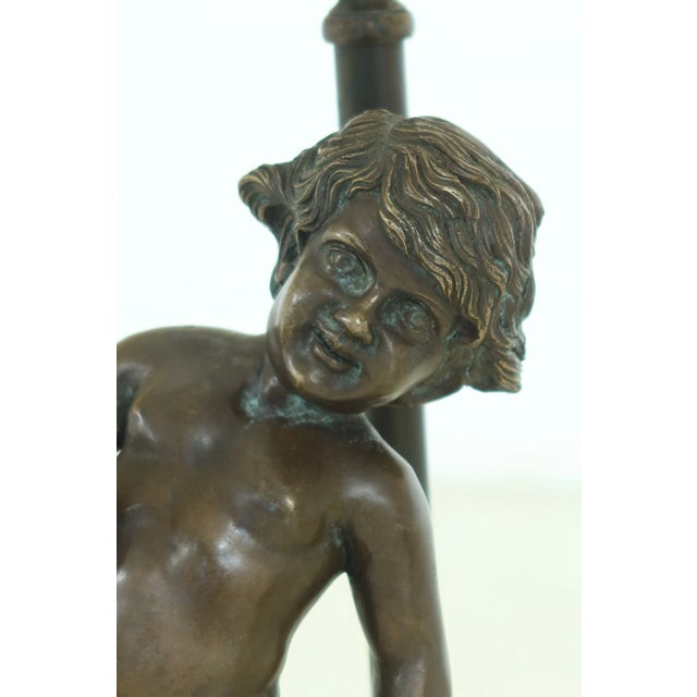 1990s Morgan Hill Bronze & Marble Classical Puti Table Lamps - a Pair For Sale - Image 4 of 13