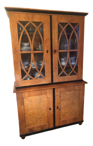 Biedermeier Display Buffet in Cherrywood with Gothic Mullions, Southern Germany, 1830s, Set of 2