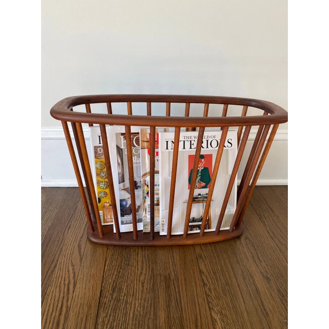 1960s Arthur Umanoff Walnut Magazine Rack For Sale - Image 9 of 10