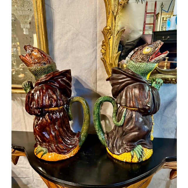 Mid 19th Century Portuguese Lizard-Monk Jug by Manuel Marfa For Sale - Image 5 of 17