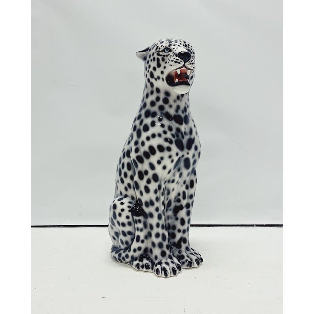 White White Leopard Statue in Ceramic by Ceramic Boxer For Sale - Image 8 of 8