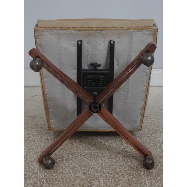 Classic Leather Tufted Rolling Desk Chair For Sale - Image 17 of 18