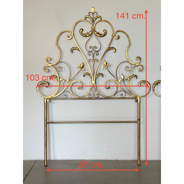 Gilded Iron Headboards, 1960s, Set of 2 For Sale - Image 6 of 10