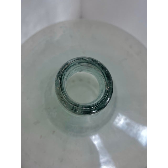 Transparent Antique Blown Glass Demijohn or Decanter | Aged Light Turquoise For Sale - Image 8 of 12