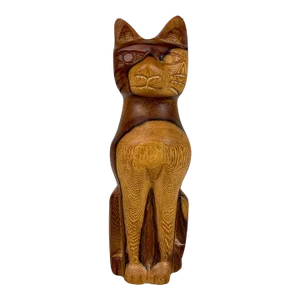 Mid-Century 8" Teak Carved Cat Sculpture