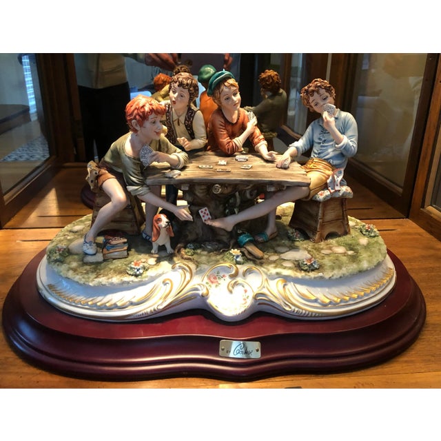 Italian 1970s Capodimonte “The Cheats” Italian Porcelain Scene by Cortese For Sale - Image 3 of 7