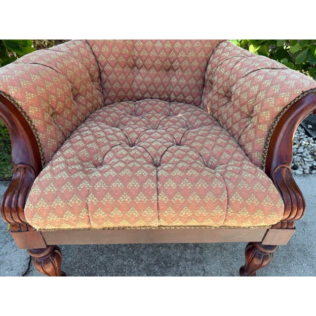 Hickory Chair Furniture Company Vintage Hickory Chair Edwardian Club Chair in Mahogany With Brass Casters For Sale - Image 4 of 12