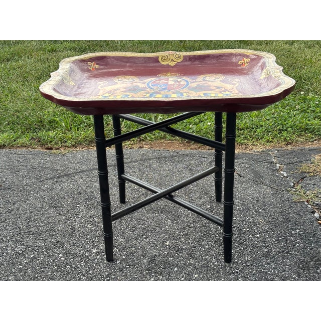 Late 20th Century British Royal Family-Inspired Crested Artisan Finished Tray Table For Sale - Image 12 of 13