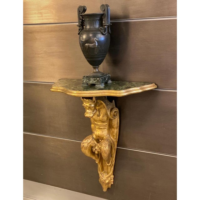 18th Century Gilt Console Tables with Painted Marble Top, Tuscan, Italy, 1730, Set of 2 For Sale - Image 6 of 13