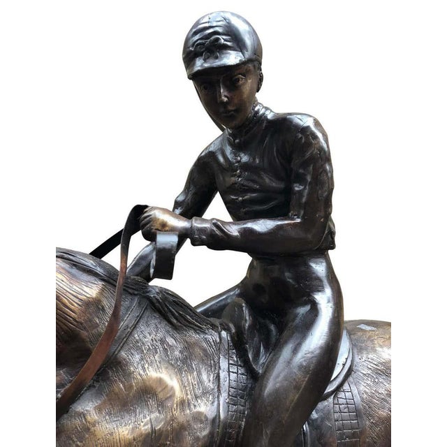 French Bronze Horse and Jockey Statue, 20th Century For Sale - Image 5 of 11
