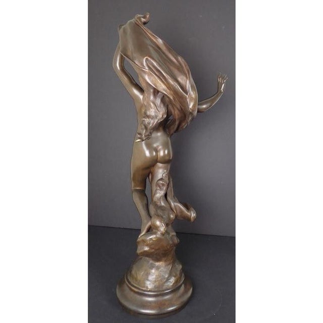 Late 19th Century Art Nouveau Bronze Sculpture of Draped Nude by Henri Godet For Sale - Image 4 of 9