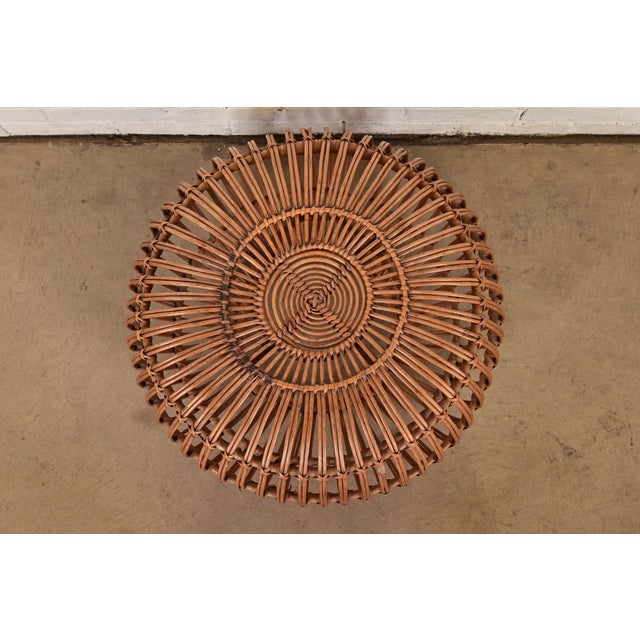 Franco Albini Mid-Century Organic Modern Italian Rattan Pouf Ottomans, Set of Four For Sale In South Bend - Image 6 of 12