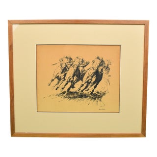 Late 20th Century Paul Brown "Final Turn" Original Ink & Wash Drawing For Sale