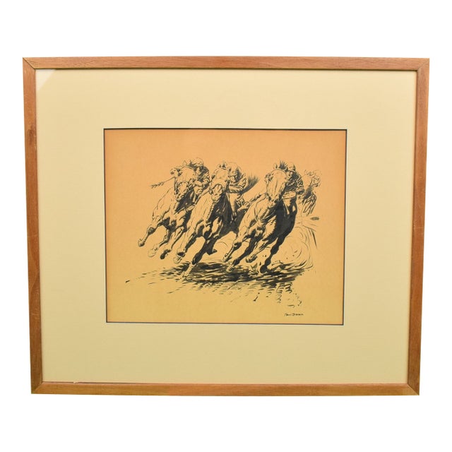 Late 20th Century Paul Brown "Final Turn" Original Ink & Wash Drawing For Sale