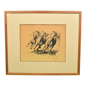 Late 20th Century Paul Brown "Final Turn" Original Ink & Wash Drawing